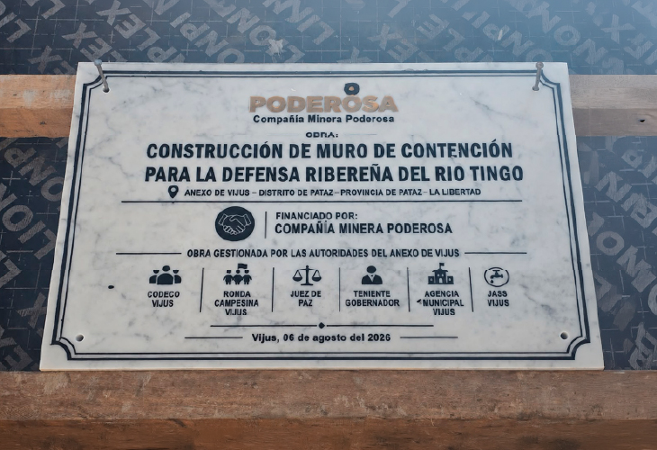 Minera Poderosa culmina la Primera Etapa de reforzamiento de la defensa ribereña del río Tingo, en el anexo Vijus